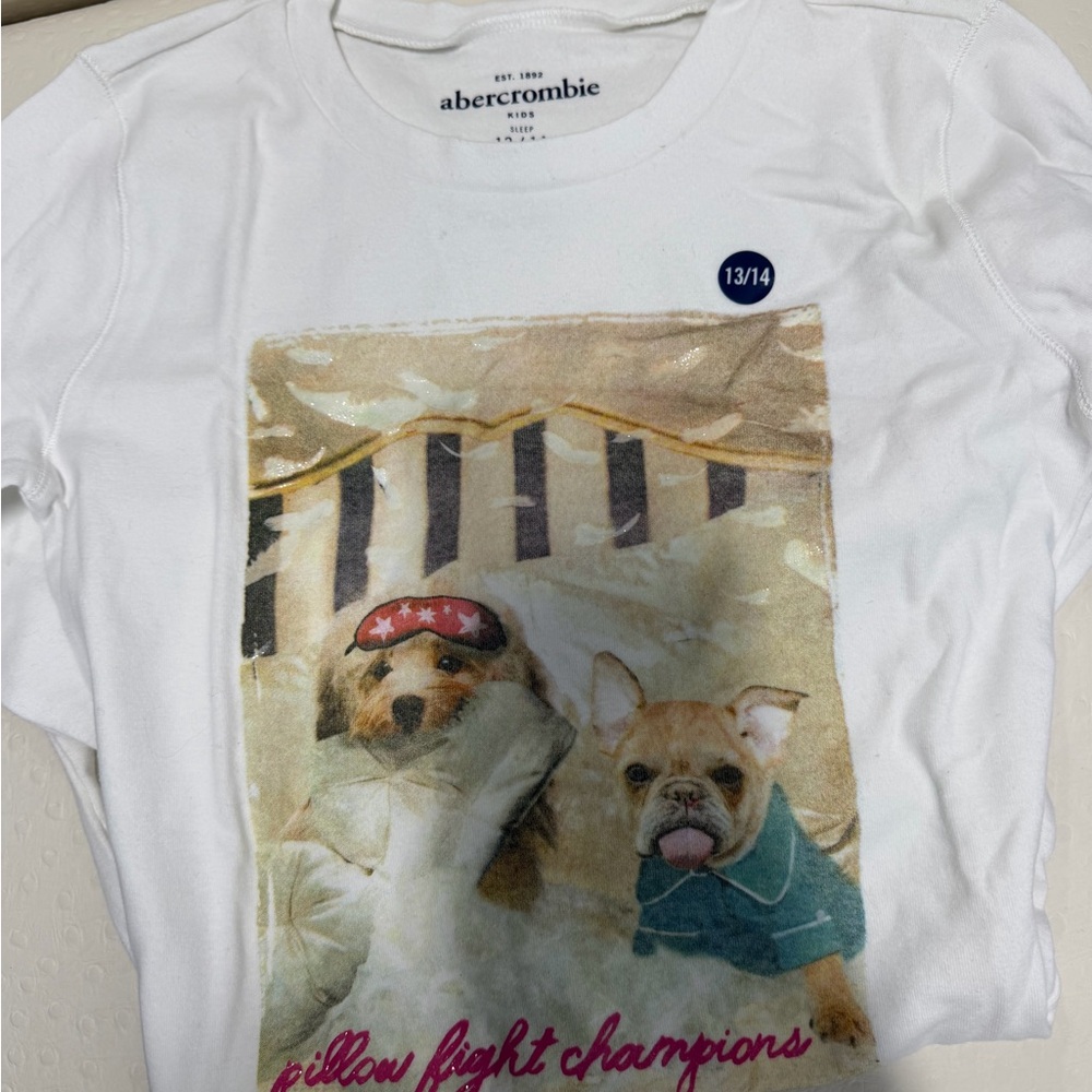 Abercrombie & Fitch Kids White Long Sleeve Tee with Dog Print